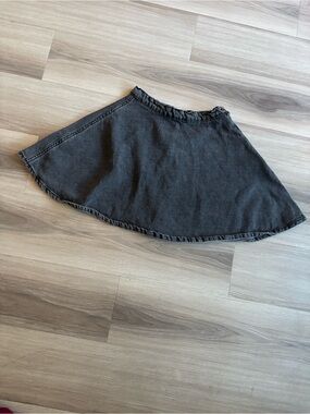 American Apparel Charcoal Black Circle Skater Denim Mini Skirt